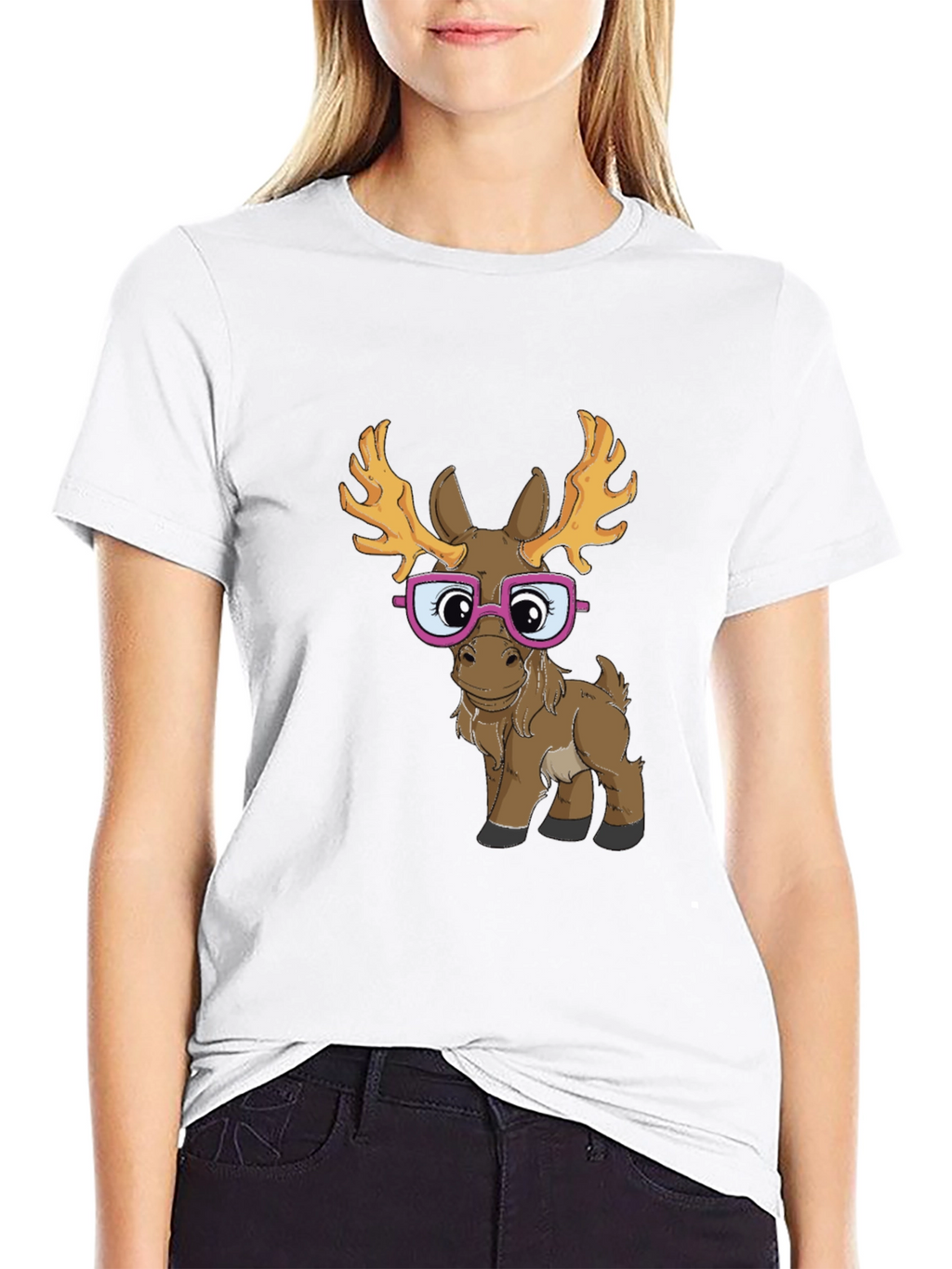 Funny Moose with Glasses Graphic Tee