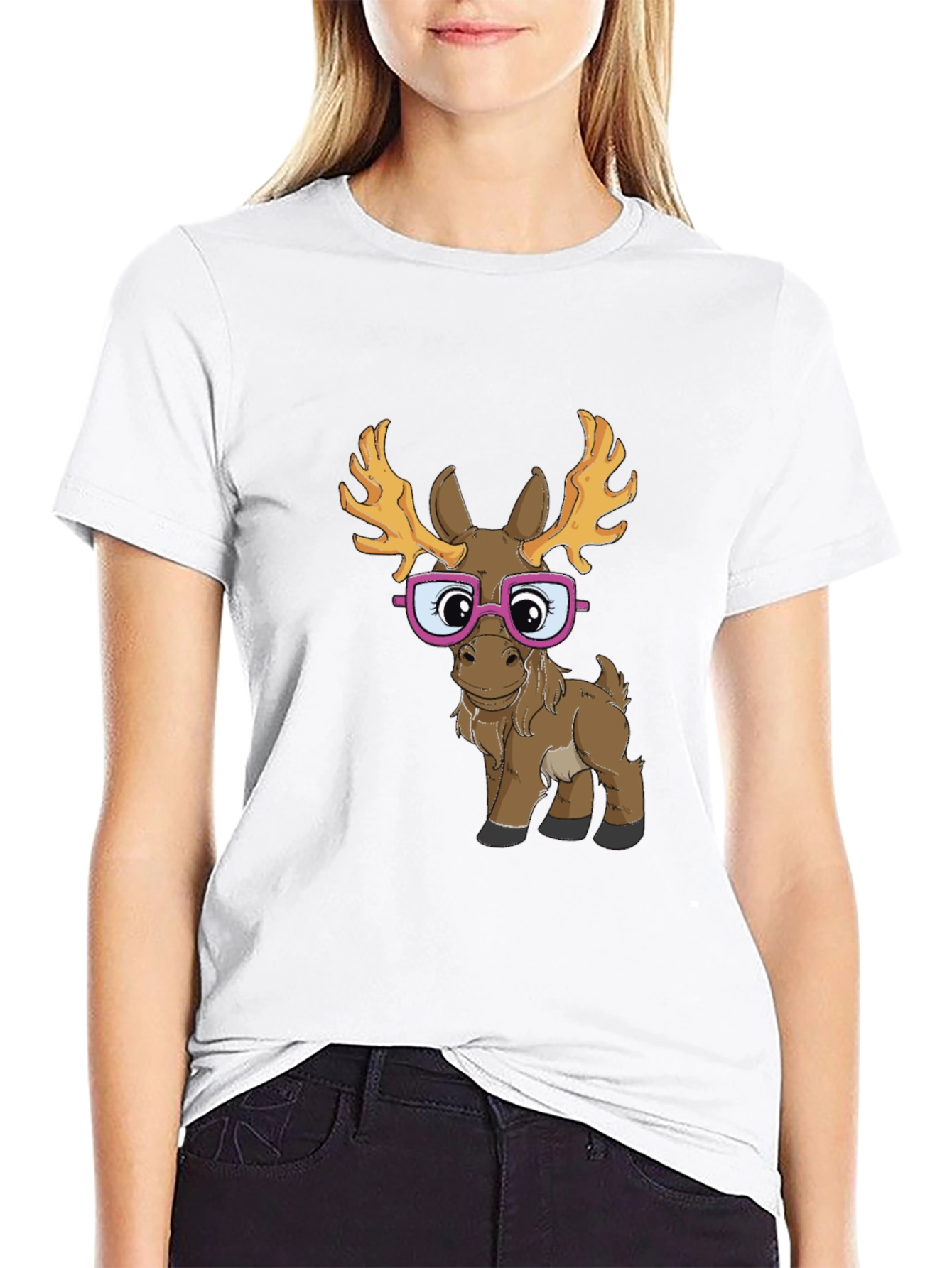 Funny Moose with Glasses Graphic Tee