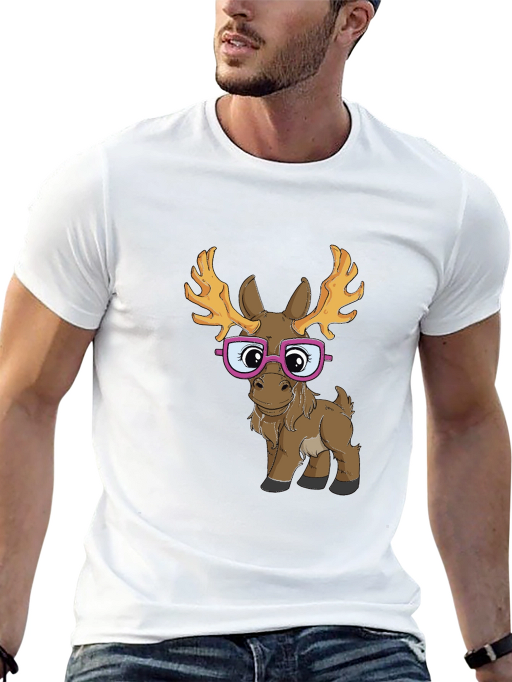 Funny Moose with Glasses Graphic Tee