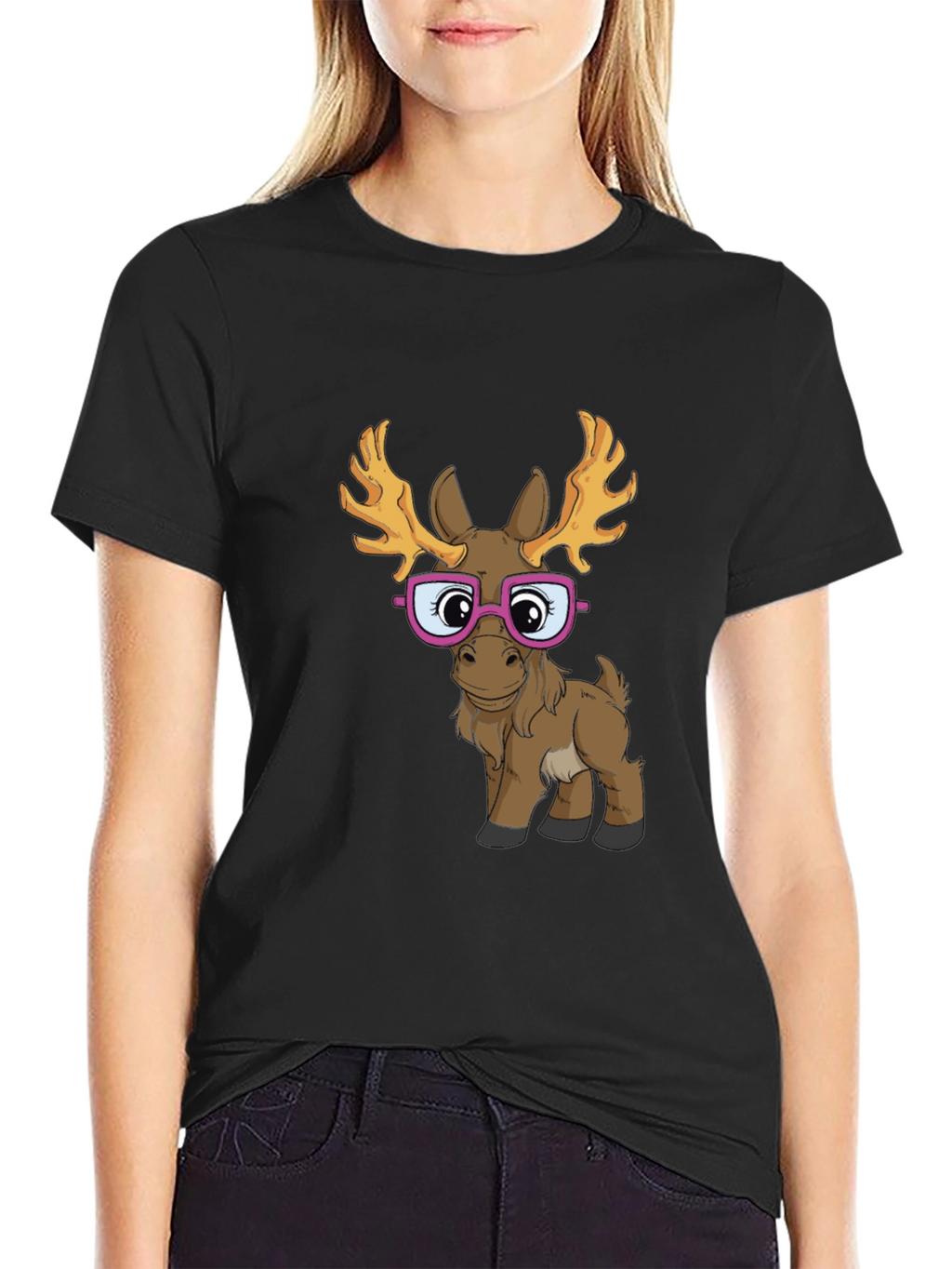 Funny Moose with Glasses Graphic Tee