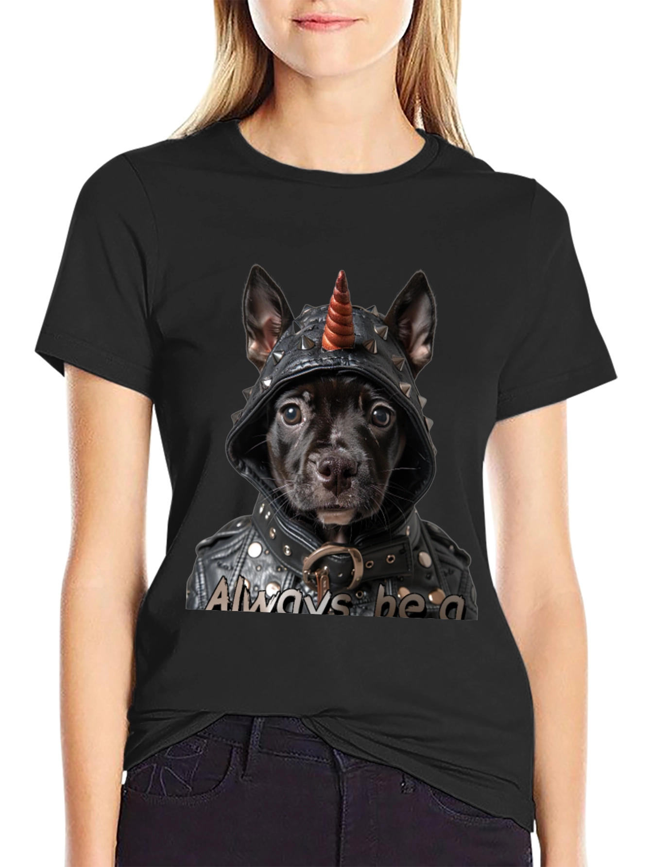 Always Be A Unicorn Dog T-Shirt Black Novelty Tee