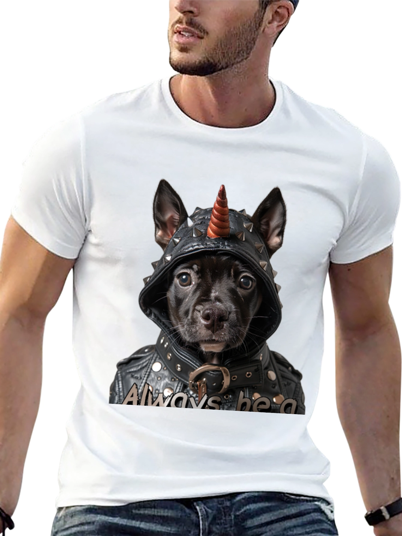 Always Be A Unicorn Dog T-Shirt Black Novelty Tee