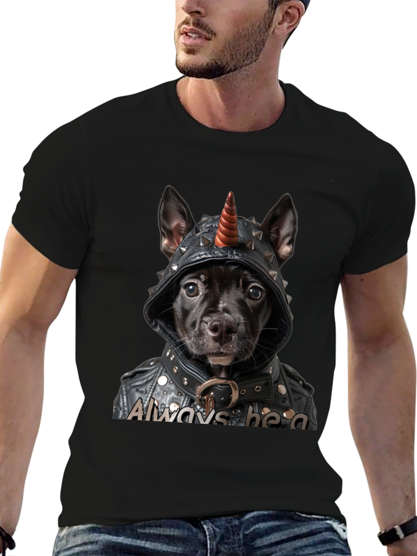 Always Be A Unicorn Dog T-Shirt Black Novelty Tee