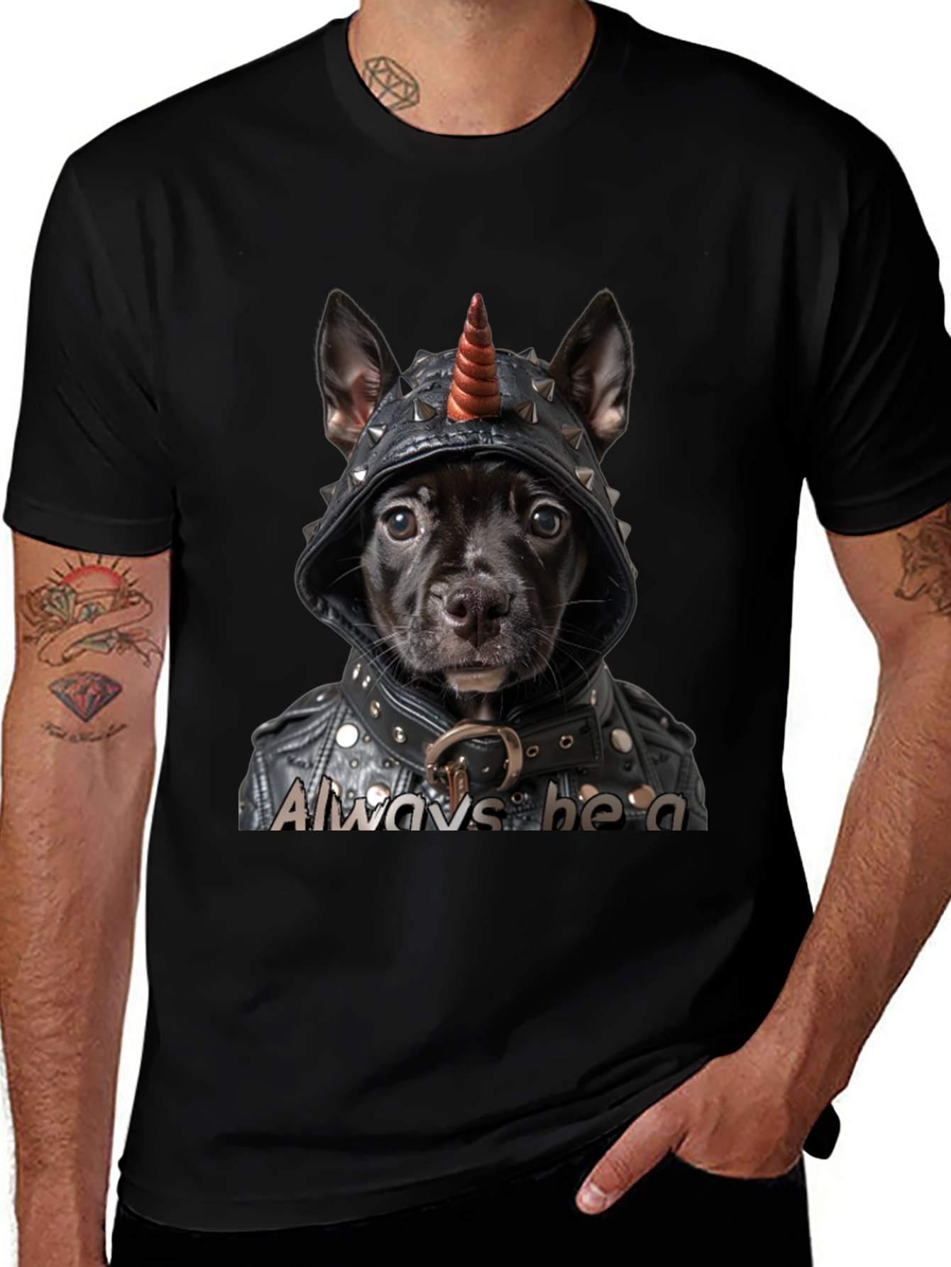 Always Be A Unicorn Dog T-Shirt Black Novelty Tee