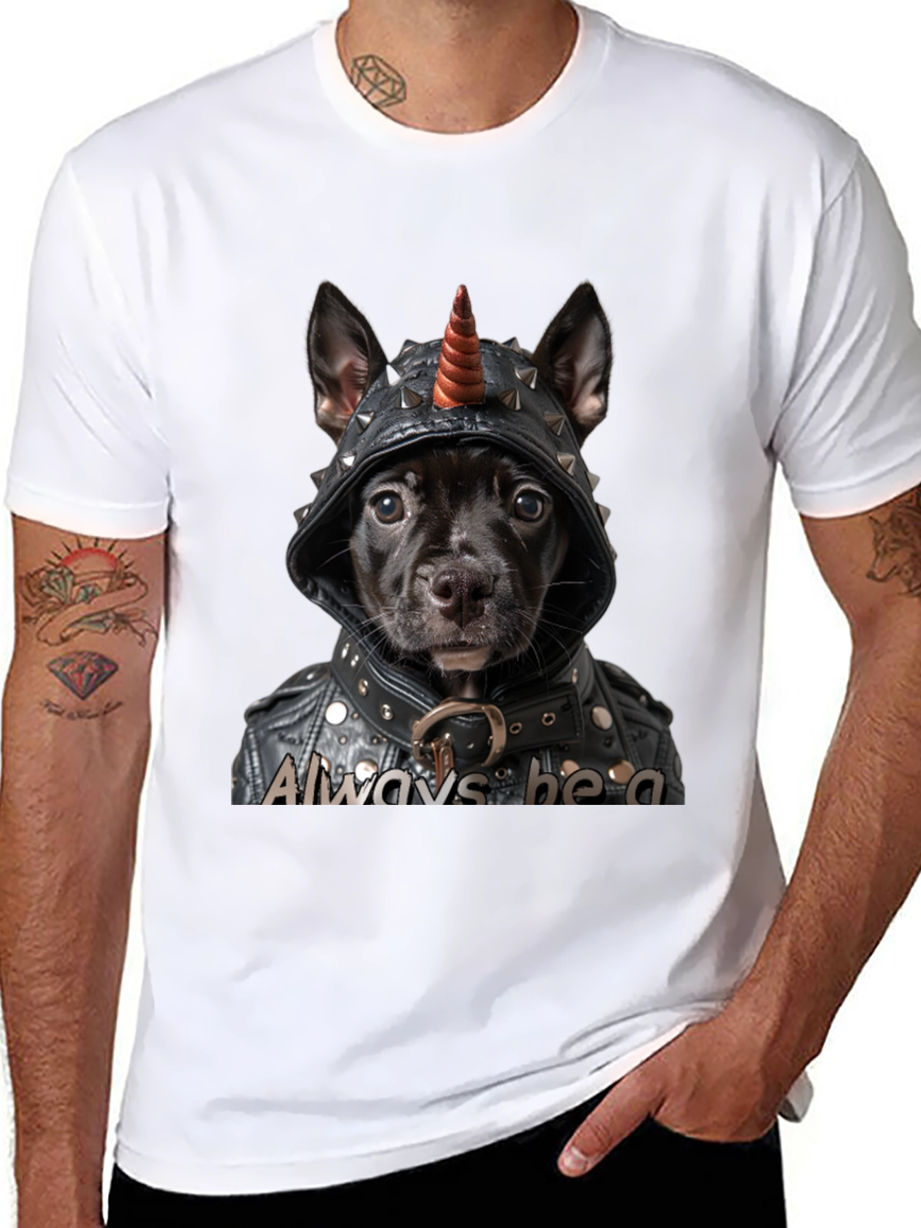 Always Be A Unicorn Dog T-Shirt Black Novelty Tee