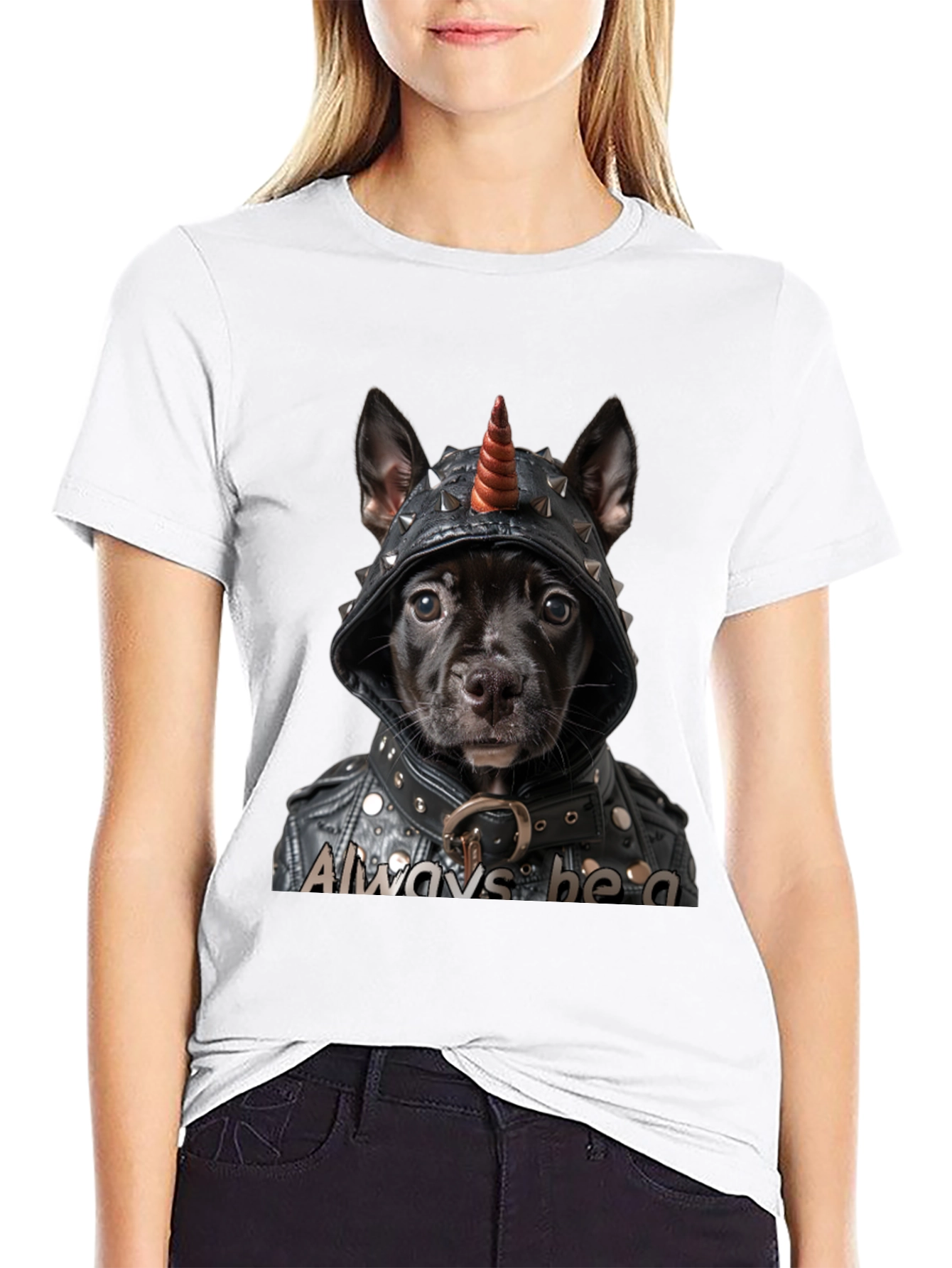 Always Be A Unicorn Dog T-Shirt Black Novelty Tee