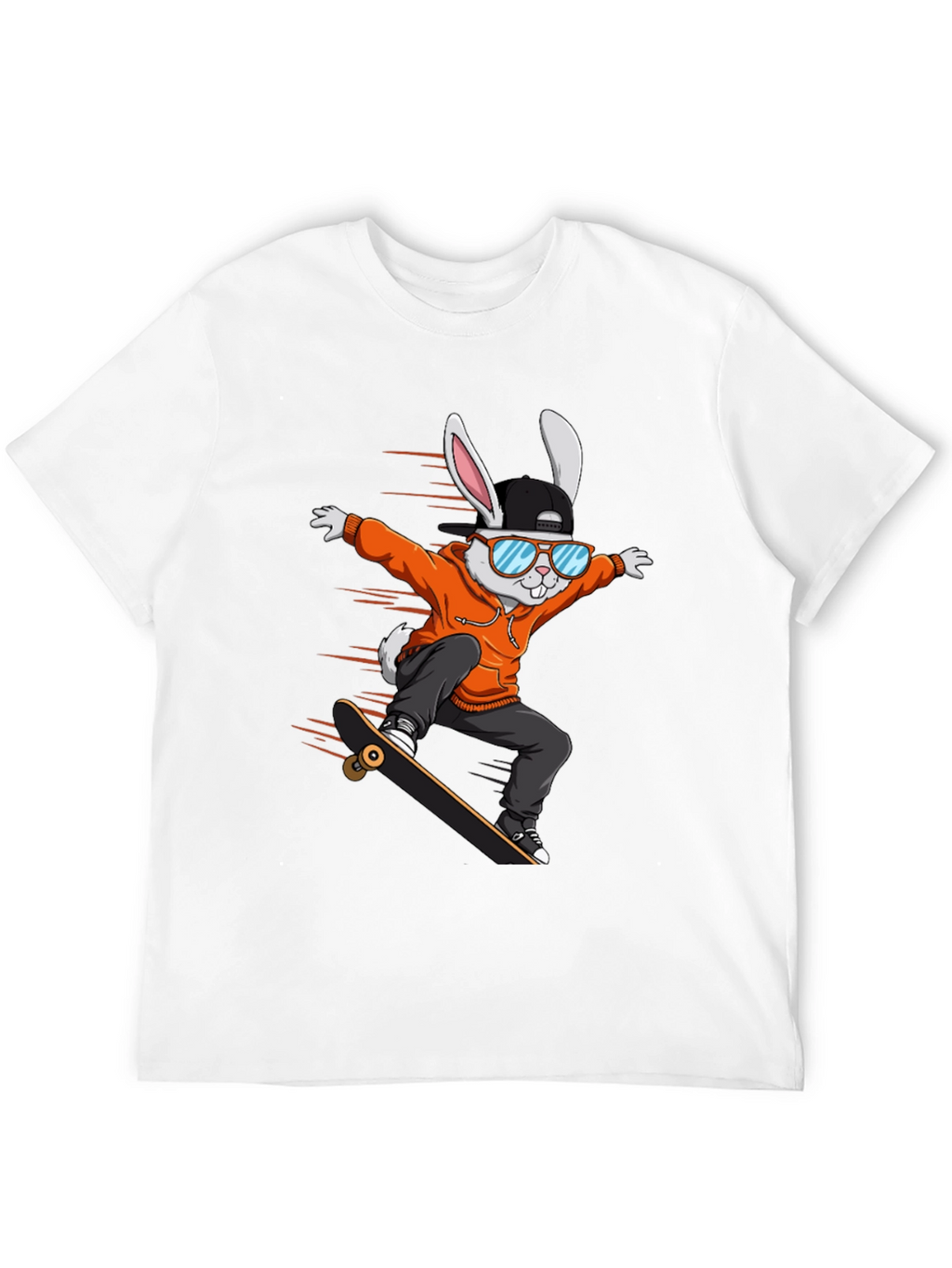 Cool Rabbit Skateboarder Graphic T-Shirt