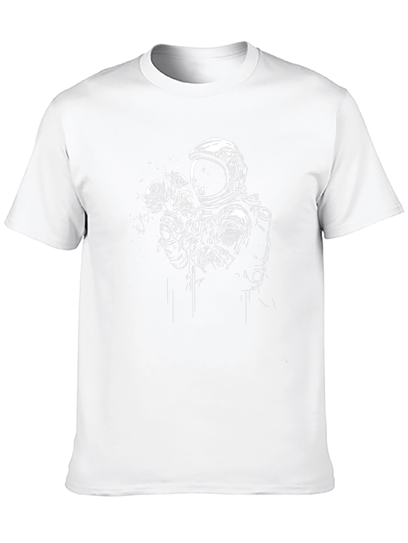 Astronaut Holding Roses Black T-Shirt