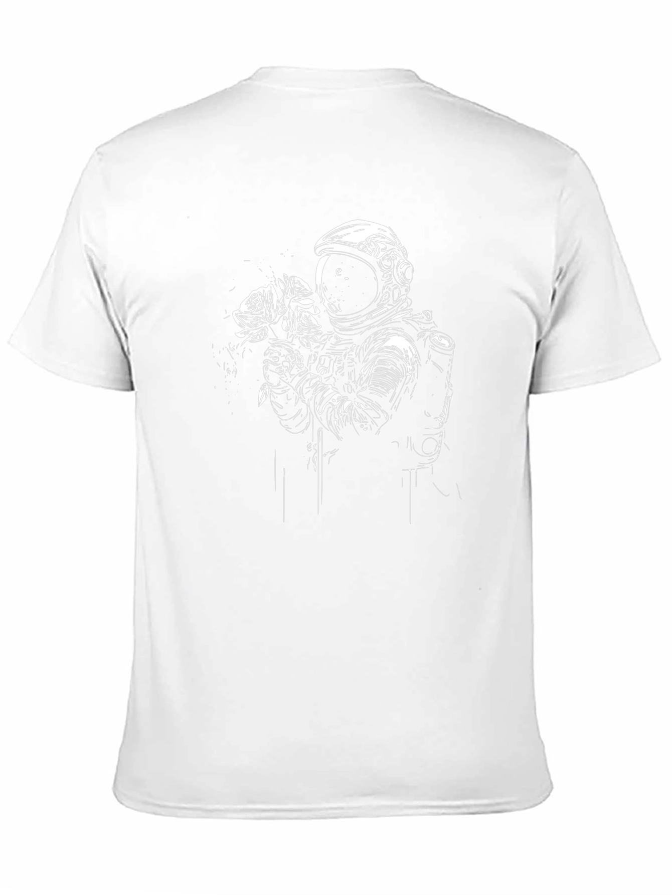 Astronaut Holding Roses Black T-Shirt