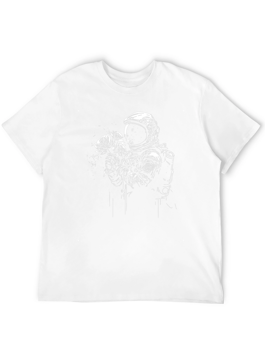 Astronaut Holding Roses Black T-Shirt
