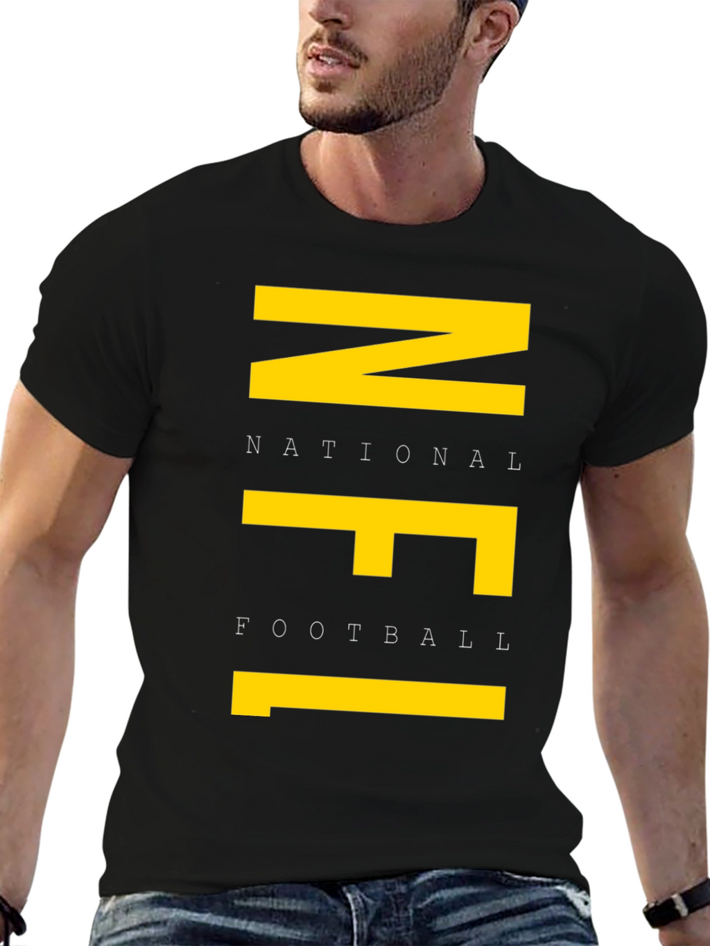 NFL Graphic Tee - Black Cotton T-Shirt