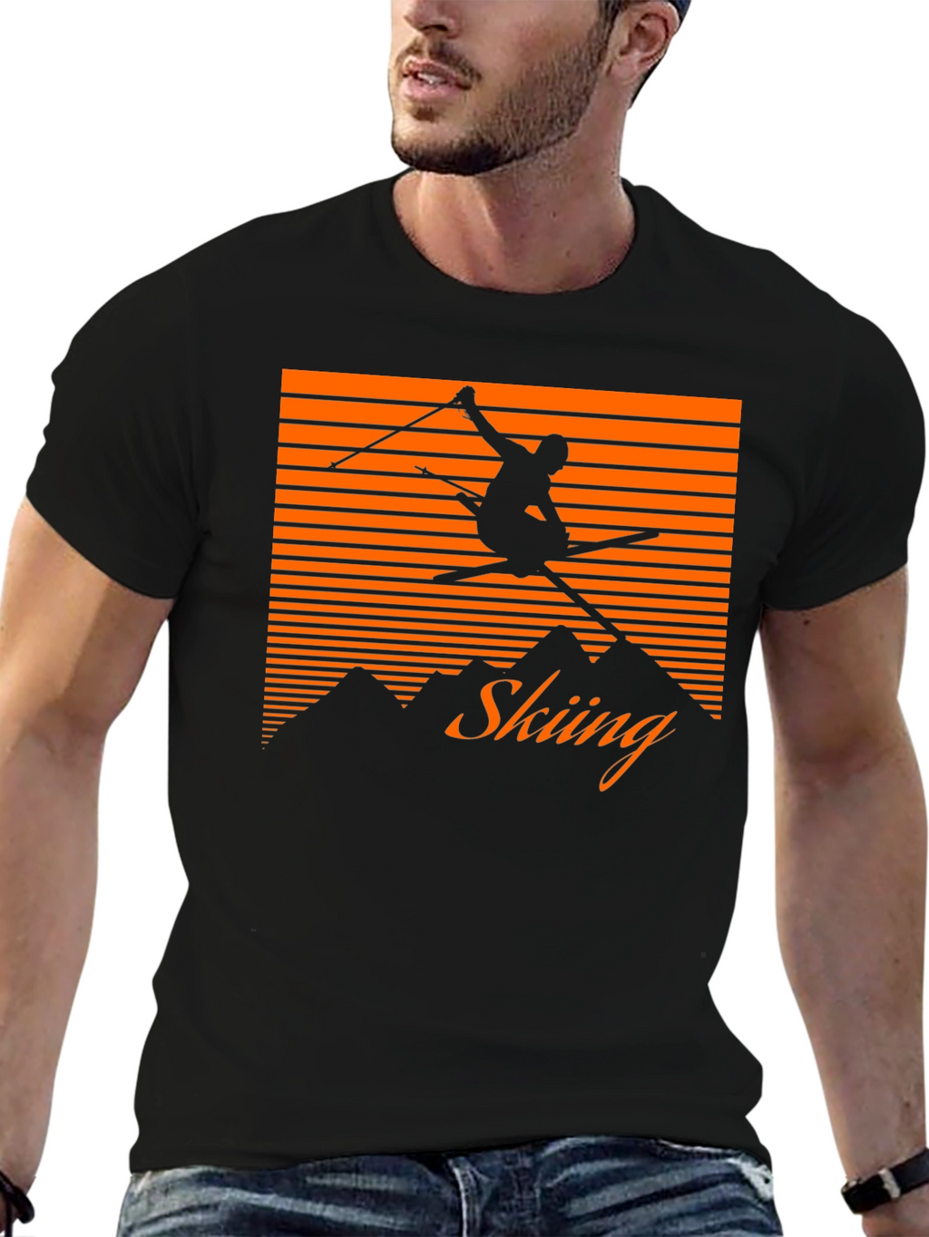 Retro Skiing T-Shirt - Mountain Graphic Tee