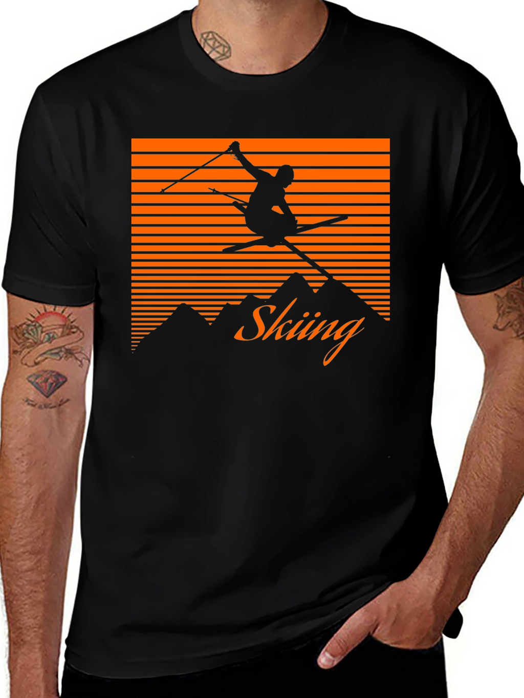 Retro Skiing T-Shirt - Mountain Graphic Tee