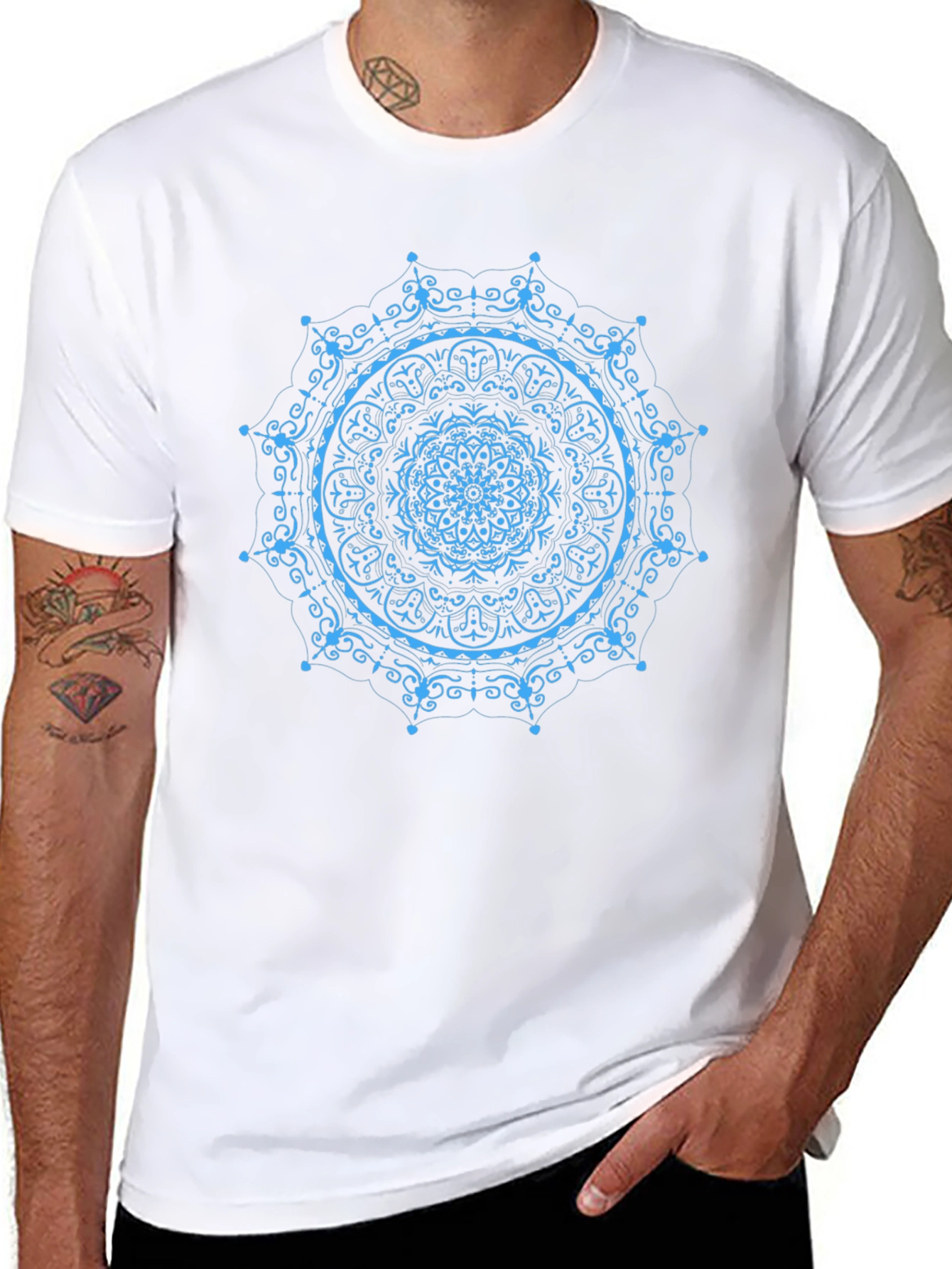 Mandala Print Black T-Shirt
