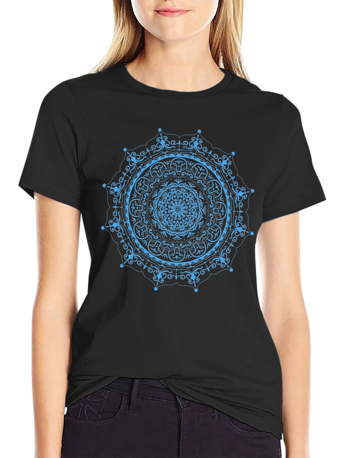 Mandala Print Black T-Shirt