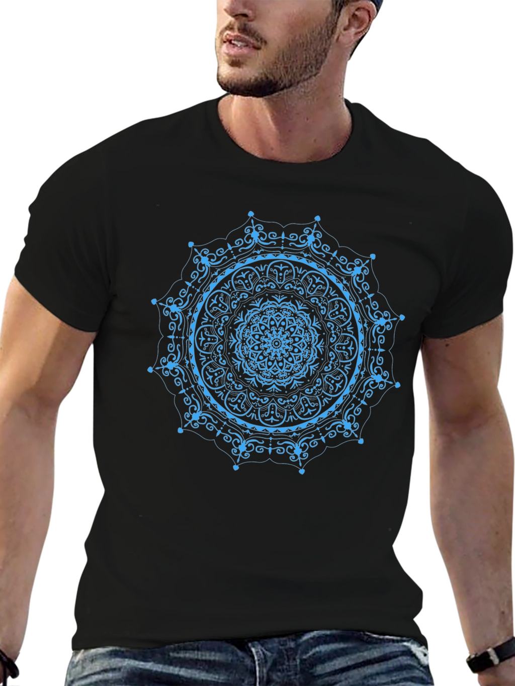 Mandala Print Black T-Shirt