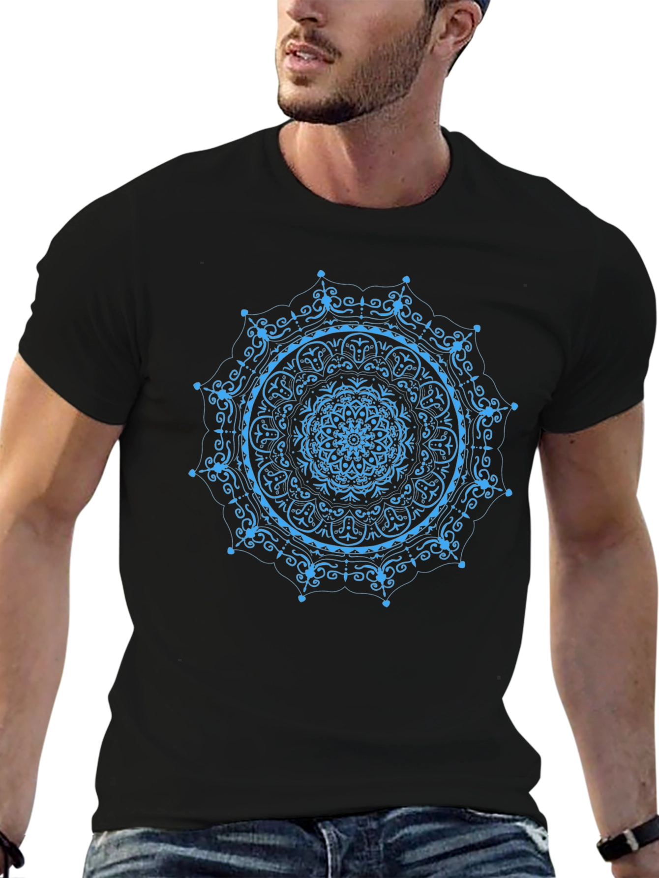 Mandala Print Black T-Shirt