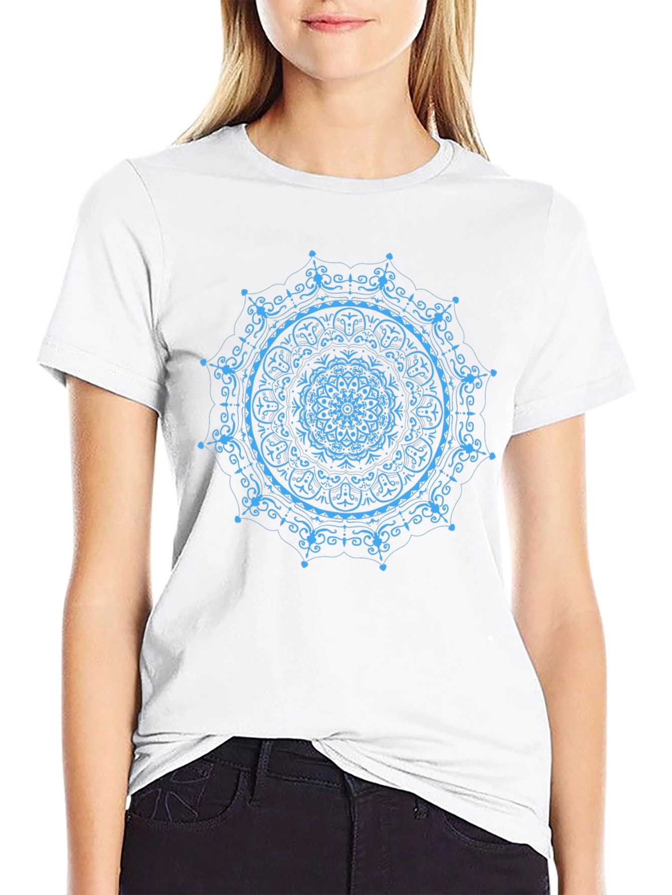Mandala Print Black T-Shirt
