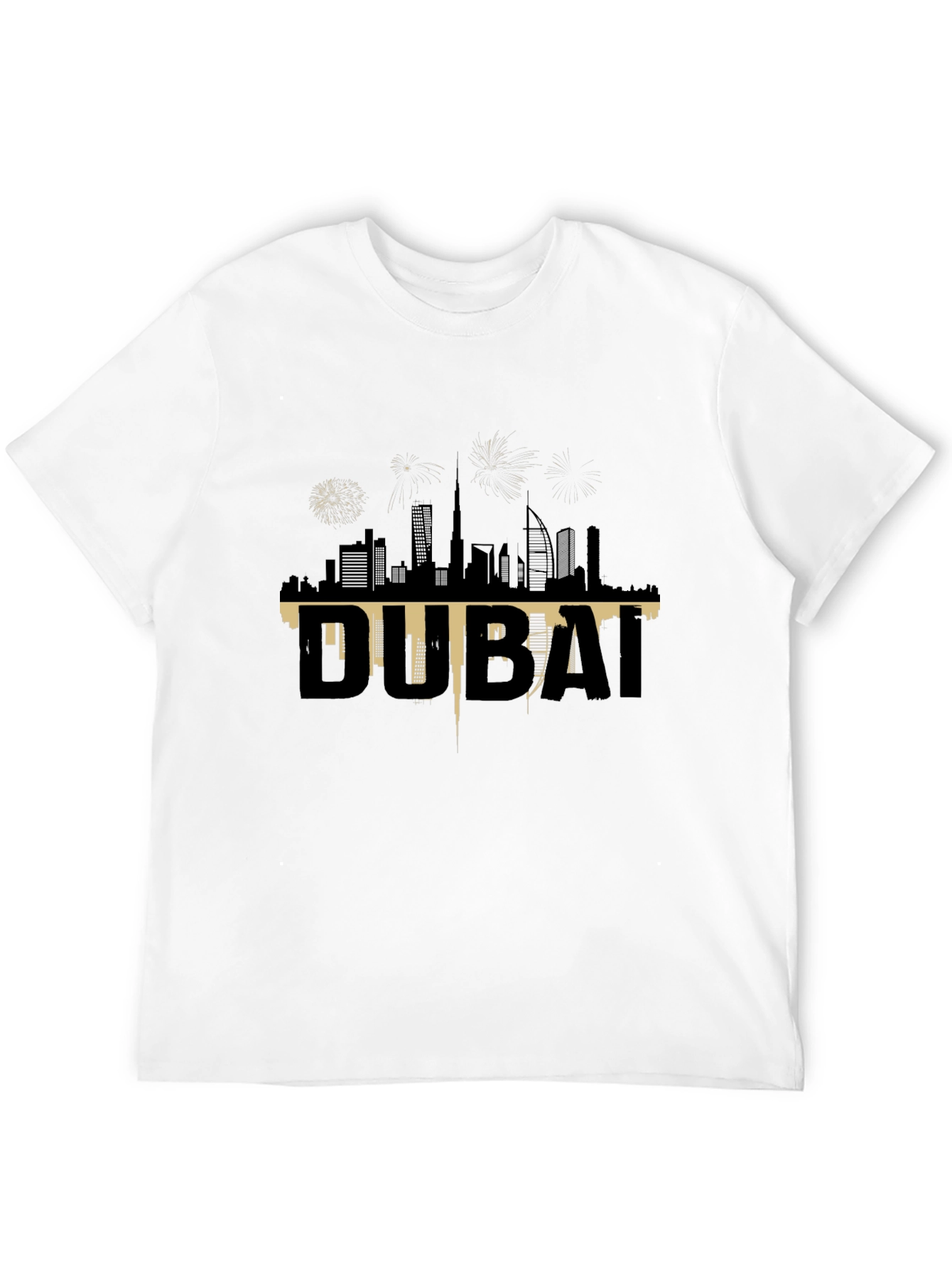 Dubai Skyline Graphic Tee - Black Cotton T-Shirt