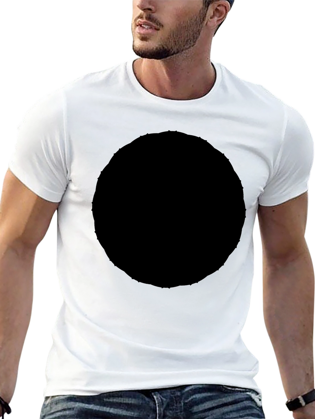 Mens Solid Black Crew Neck Short Sleeve T-Shirt