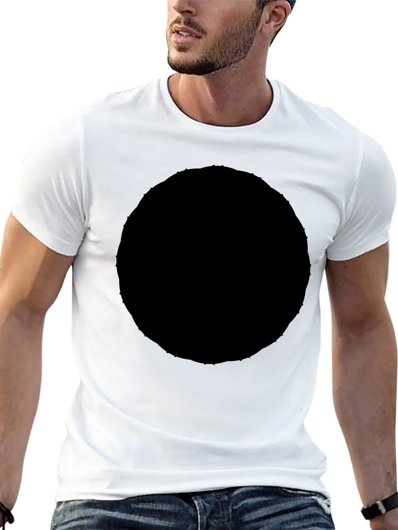 Mens Solid Black Crew Neck Short Sleeve T-Shirt