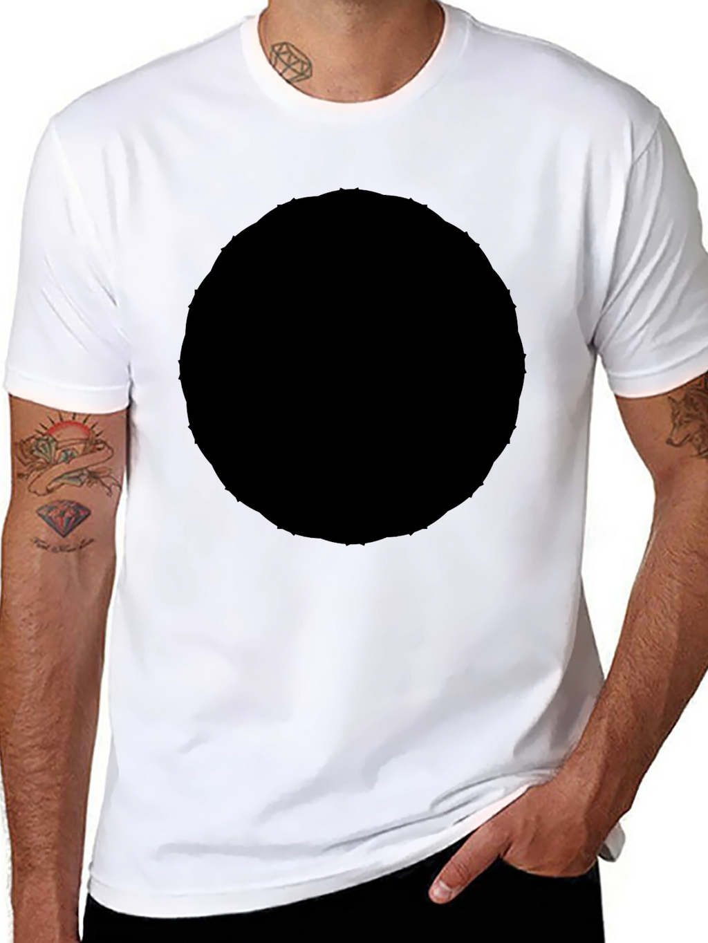 Mens Solid Black Crew Neck Short Sleeve T-Shirt