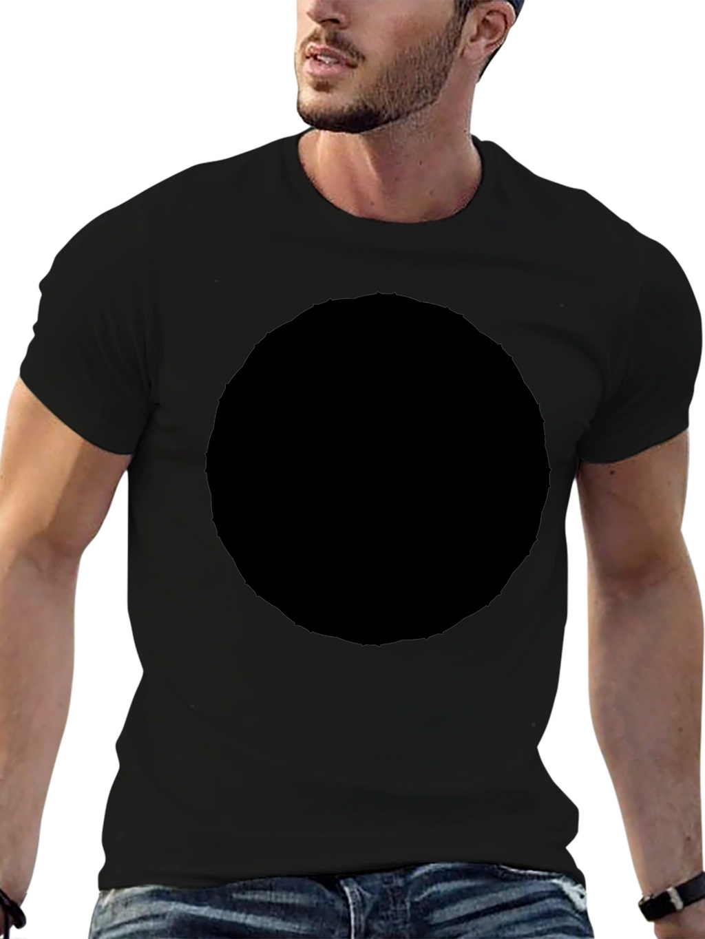 Mens Solid Black Crew Neck Short Sleeve T-Shirt