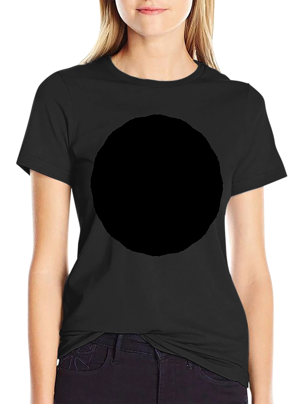 Mens Solid Black Crew Neck Short Sleeve T-Shirt