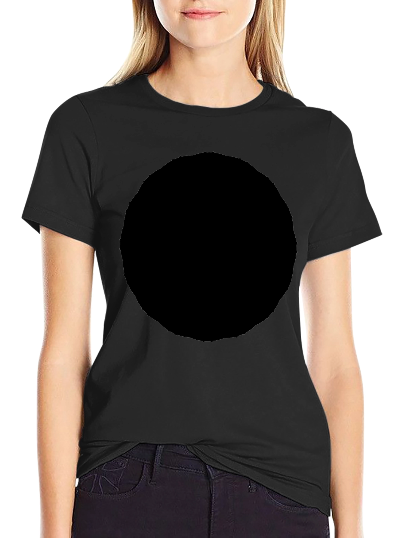 Mens Solid Black Crew Neck Short Sleeve T-Shirt