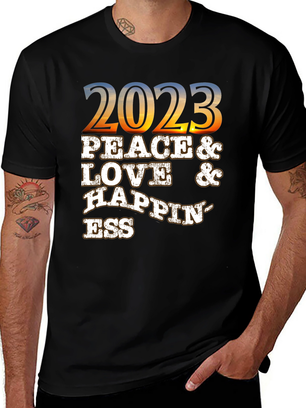 Peace Love Happiness 2023 Graphic T-Shirt