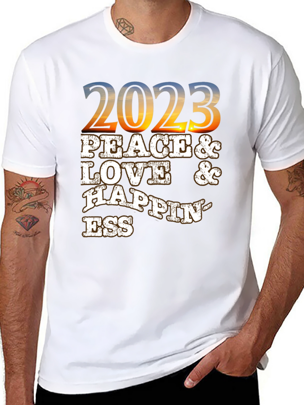 Peace Love Happiness 2023 Graphic T-Shirt