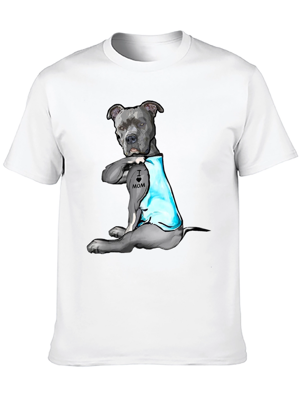 Pitbull Tattoo Mom Black T-Shirt