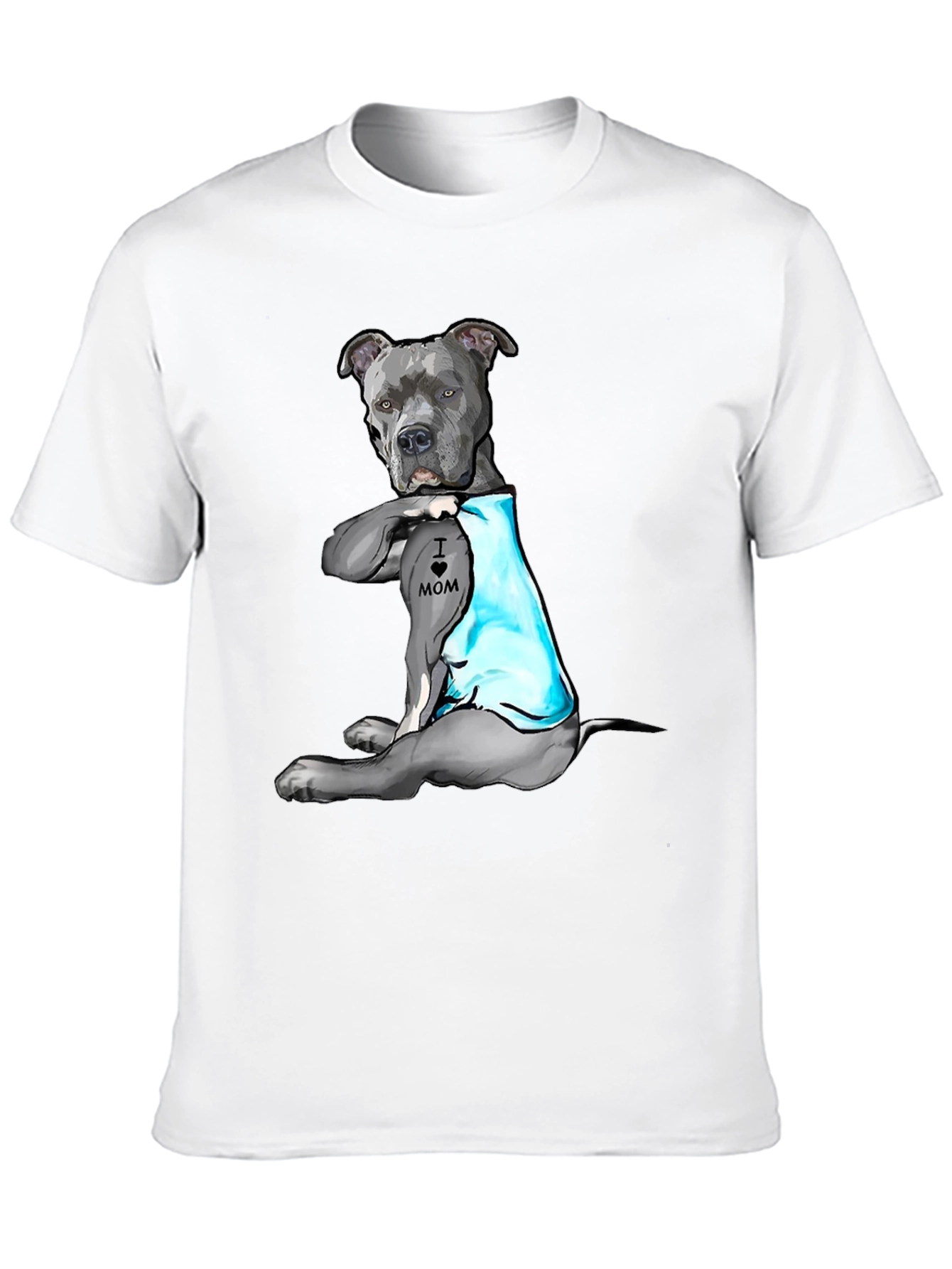 Pitbull Tattoo Mom Black T-Shirt