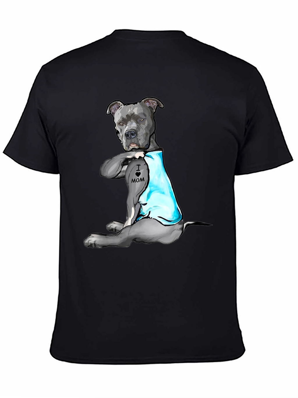 Pitbull Tattoo Mom Black T-Shirt