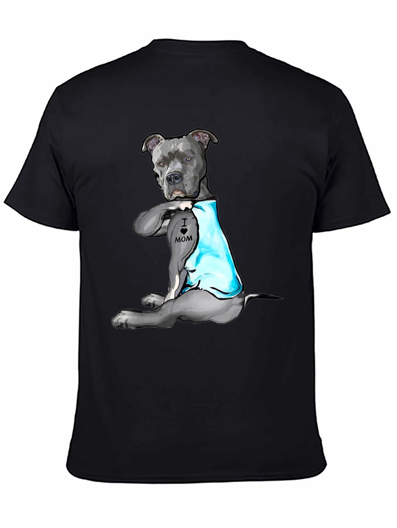 Pitbull Tattoo Mom Black T-Shirt