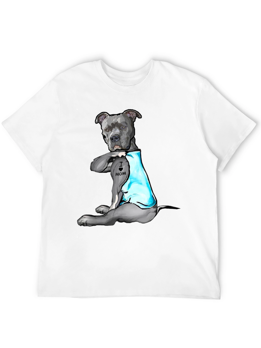 Pitbull Tattoo Mom Black T-Shirt