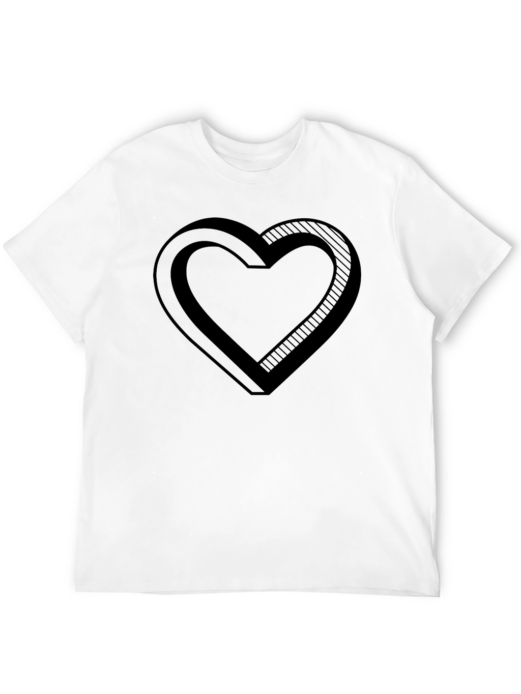 3D Heart Graphic Black T-Shirt