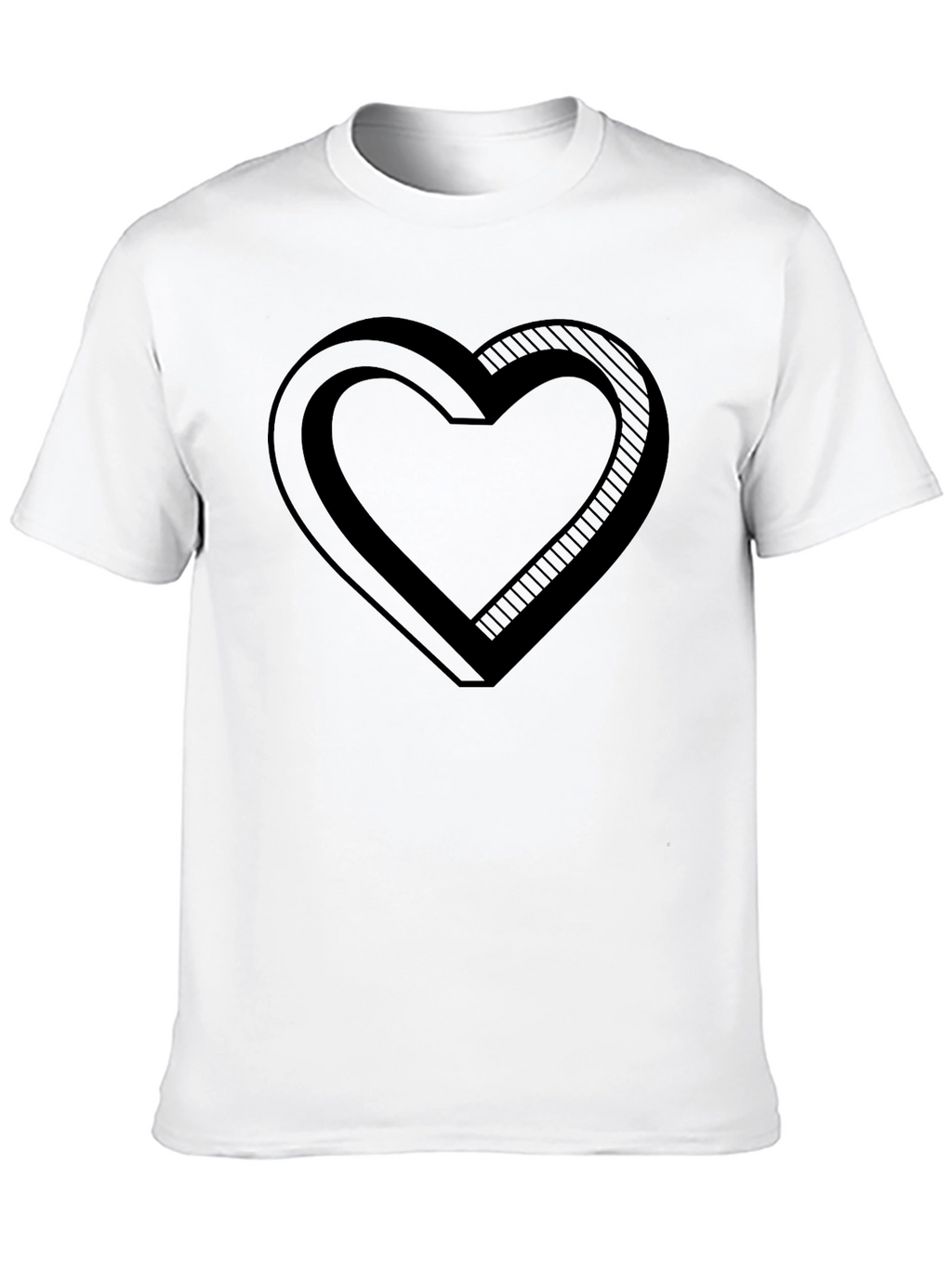 3D Heart Graphic Black T-Shirt