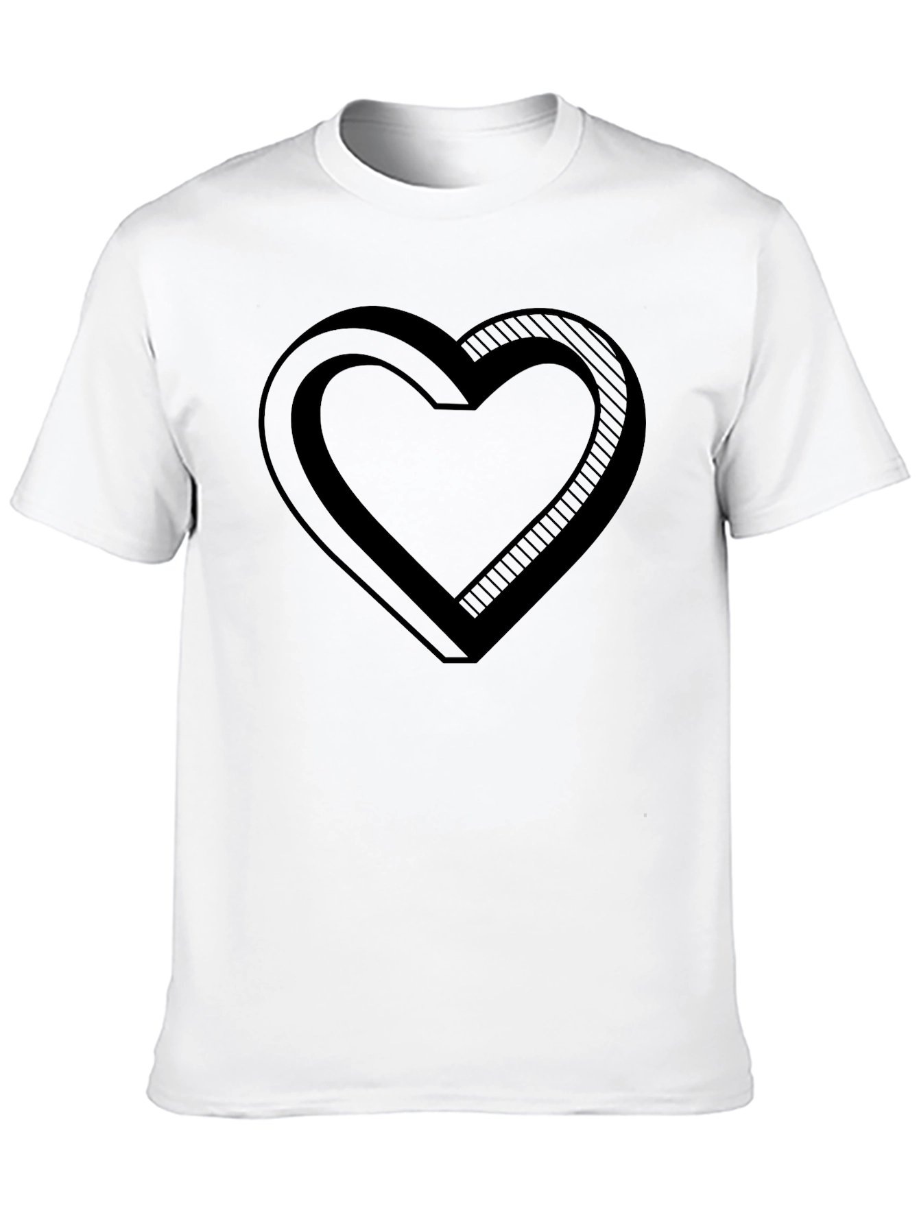 3D Heart Graphic Black T-Shirt
