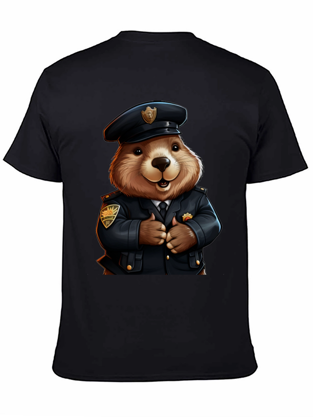 Police Beaver T-Shirt - Cartoon Style