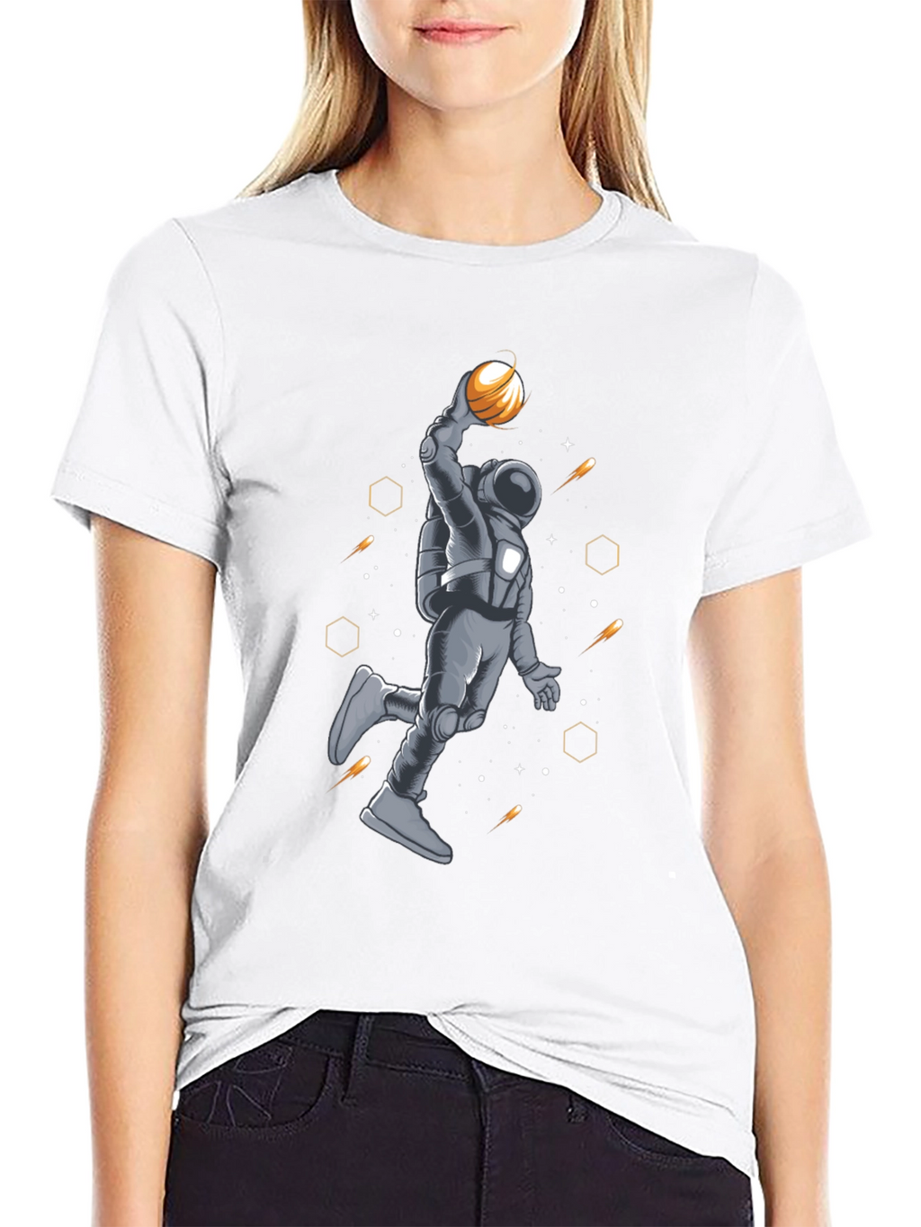 Astronaut Basketball T-Shirt - Space Dunk Design