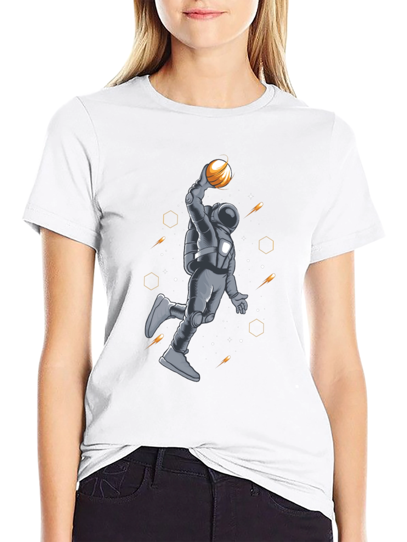Astronaut Basketball T-Shirt - Space Dunk Design