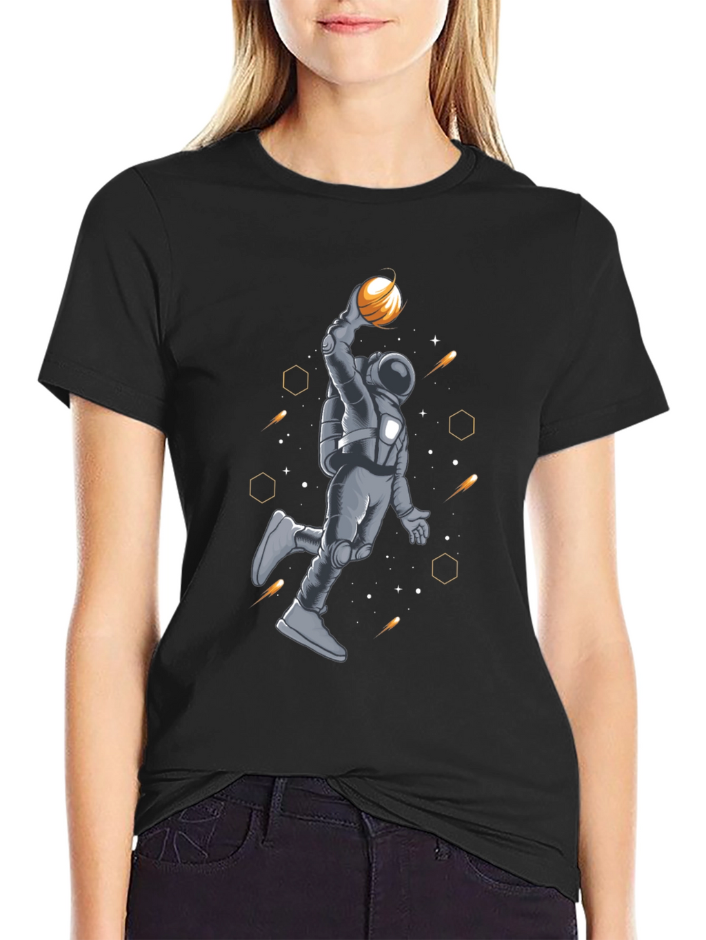 Astronaut Basketball T-Shirt - Space Dunk Design