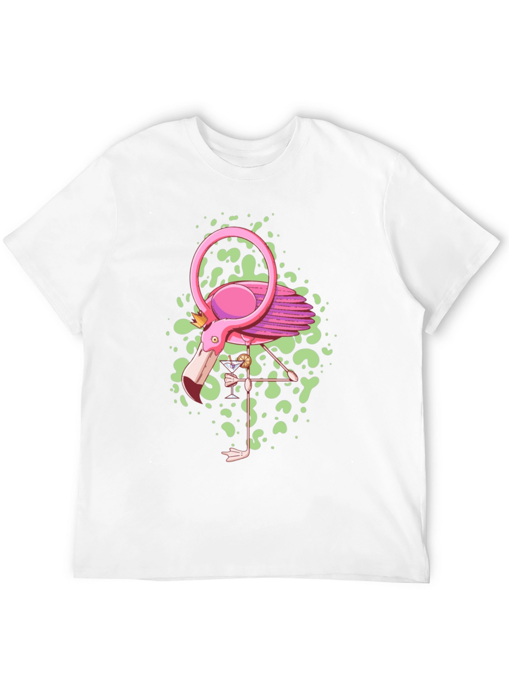 Whimsical Flamingo Graphic Tee - Black Cotton Blend