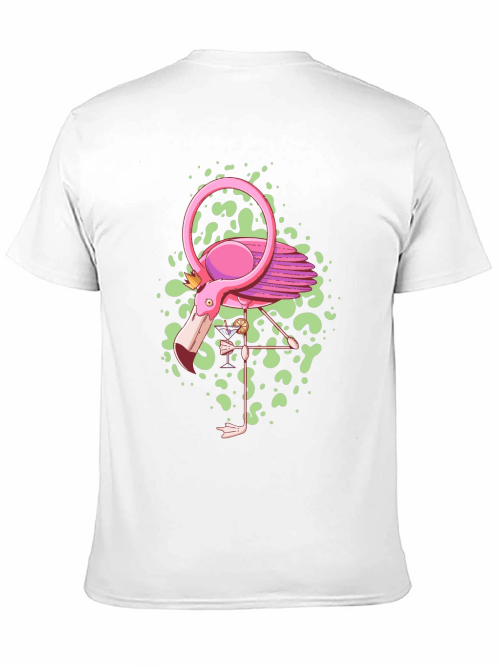 Whimsical Flamingo Graphic Tee - Black Cotton Blend