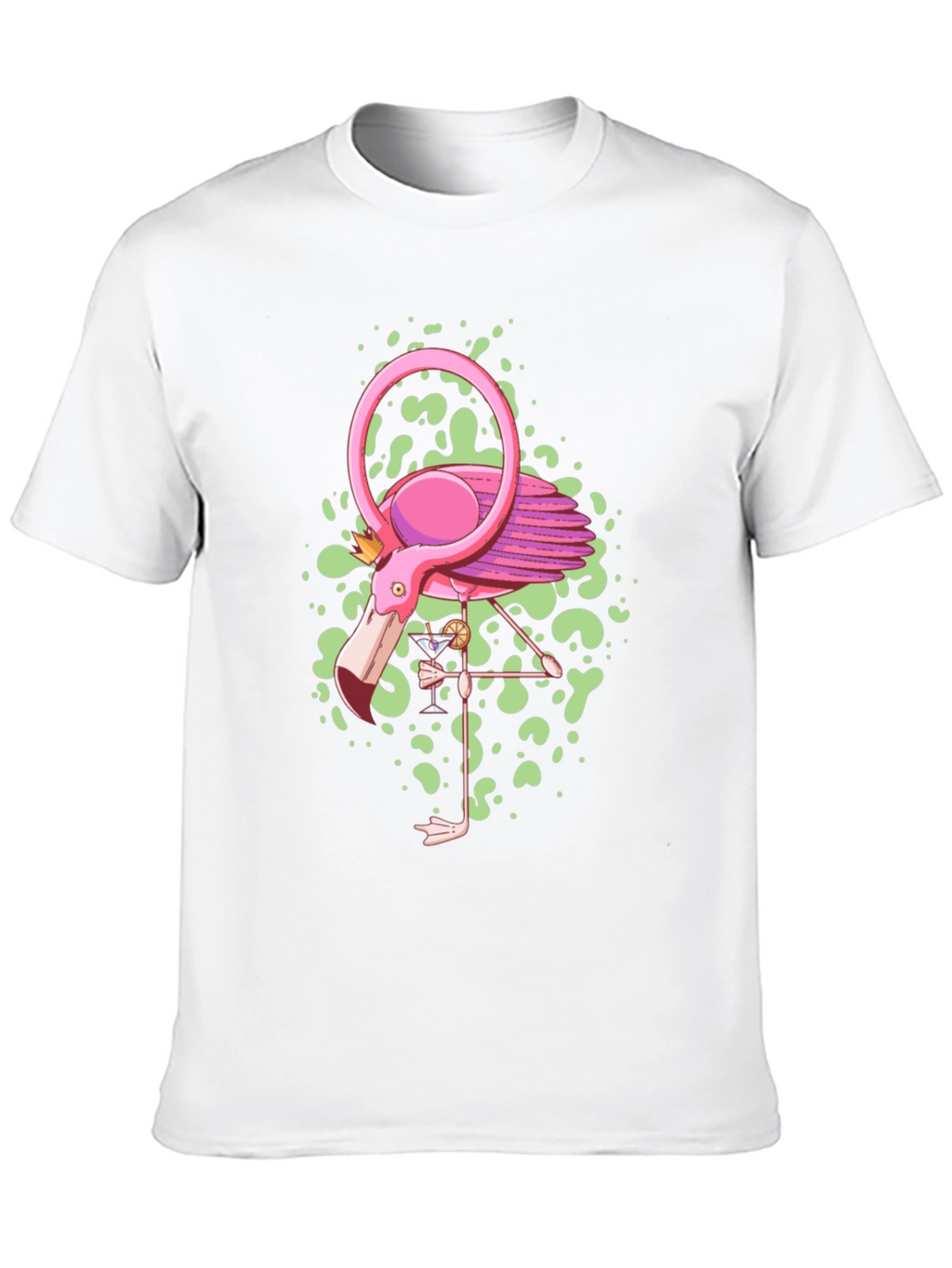 Whimsical Flamingo Graphic Tee - Black Cotton Blend