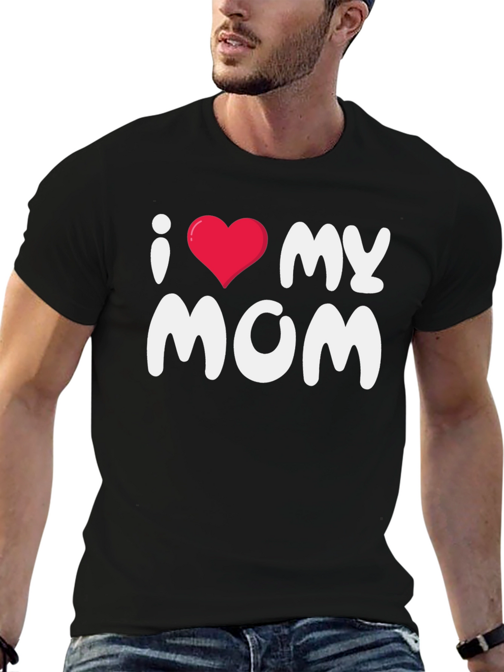 I Love My Mom Black T-Shirt