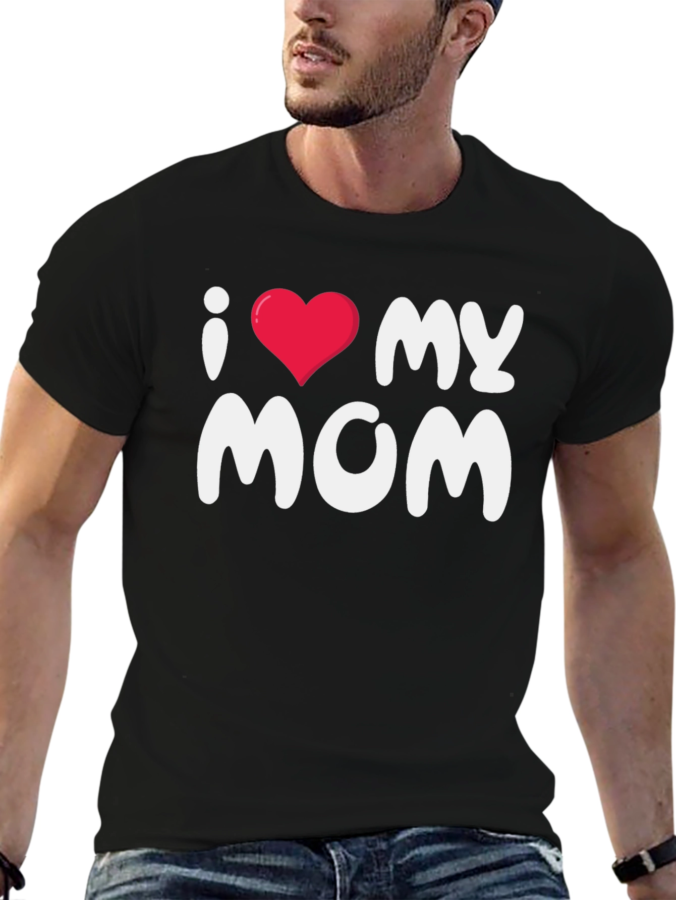 I Love My Mom Black T-Shirt