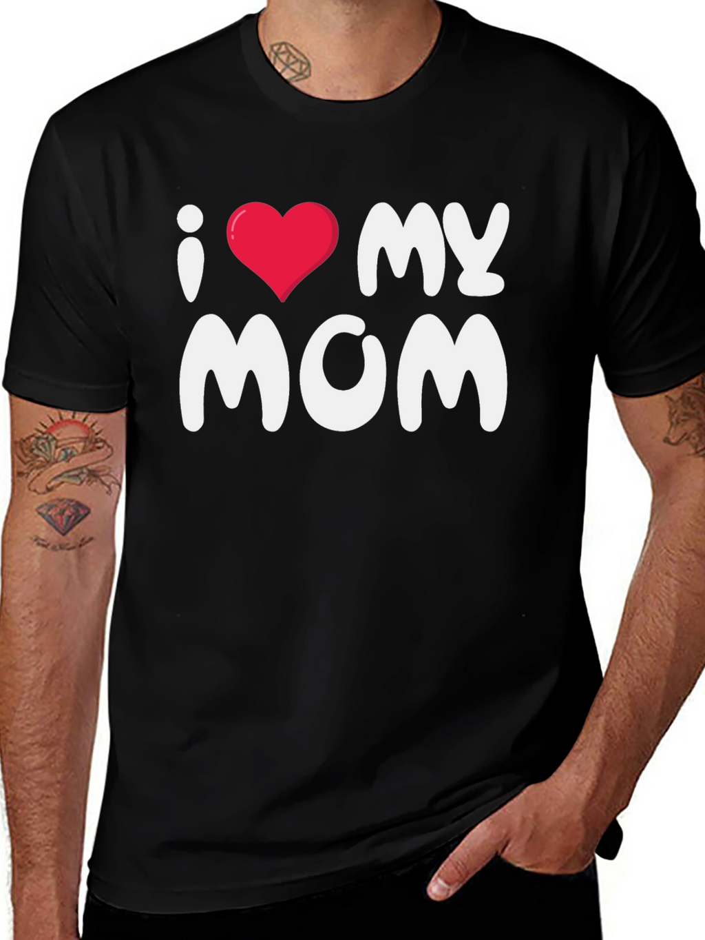 I Love My Mom Black T-Shirt