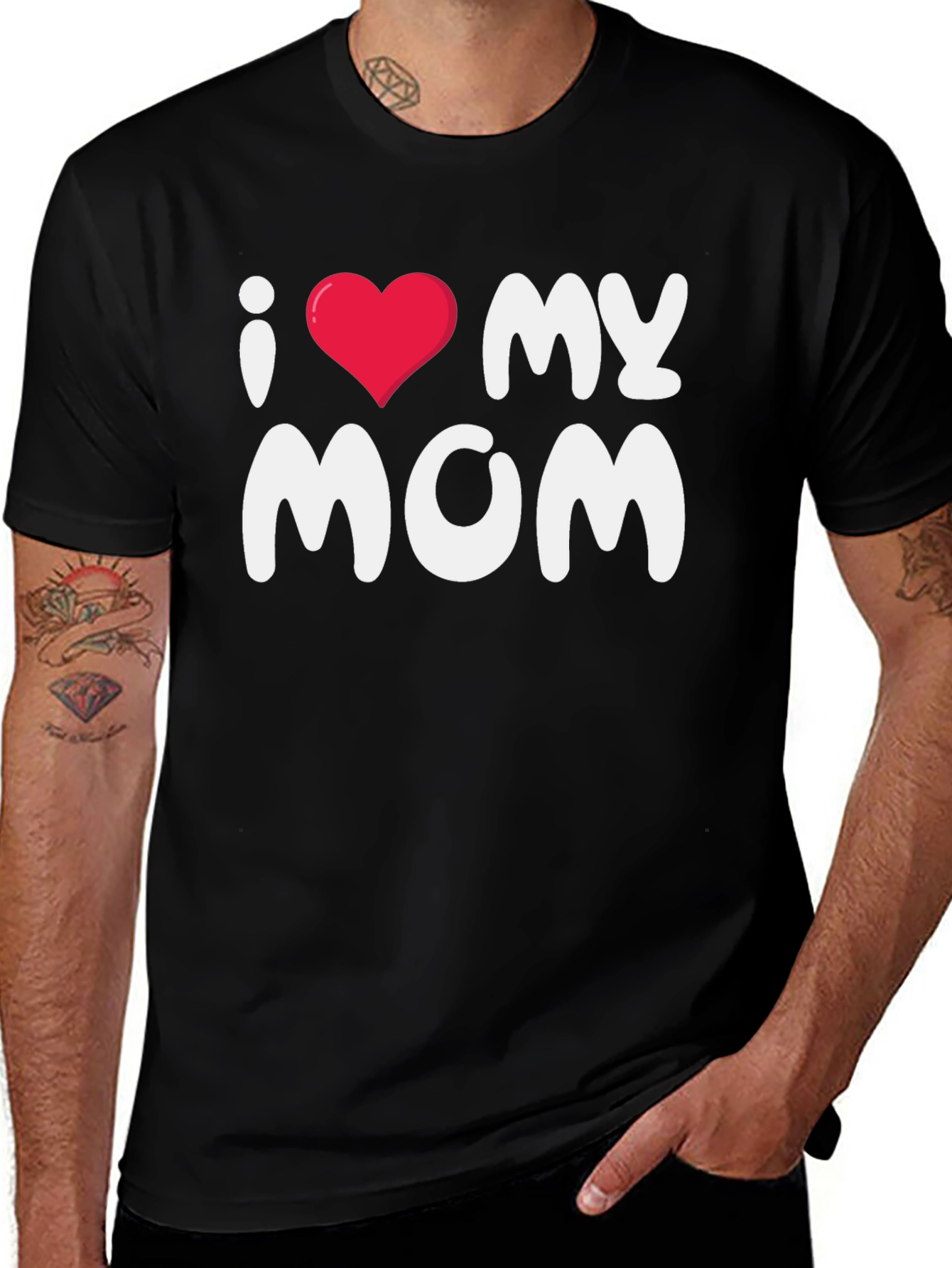I Love My Mom Black T-Shirt